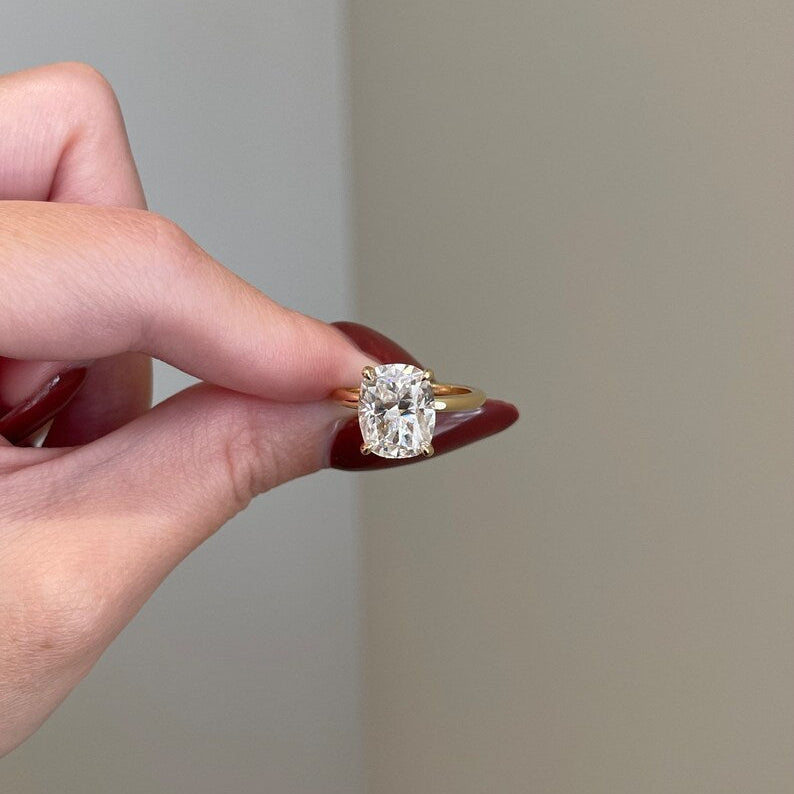 5 CT Elongated Cushion Hidden Halo Moissanite Engagement Ring