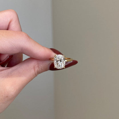 5 CT Elongated Cushion Hidden Halo Moissanite Engagement Ring
