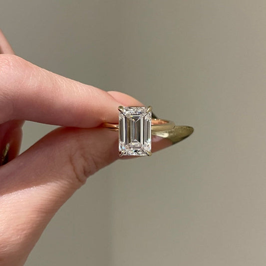 5 CT Emerald Hidden Halo Moissanite Engagement Ring