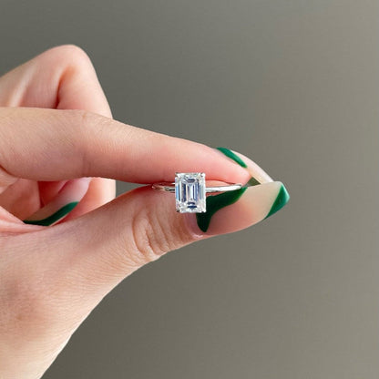 2 CT Emerald Hidden Halo Moissanite Engagement Ring