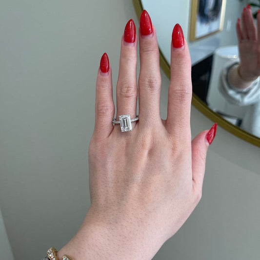 4 CT Emerald Pave Moissanite Engagement Ring