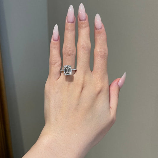 5 CT Emerald Pave Moissanite Engagement Ring