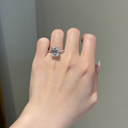 5 CT Emerald Pave Moissanite Engagement Ring