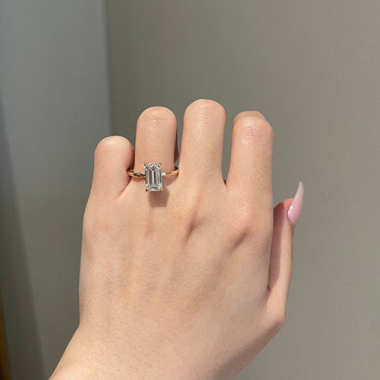 3 CT Emerald Hidden Halo Moissanite Engagement Ring