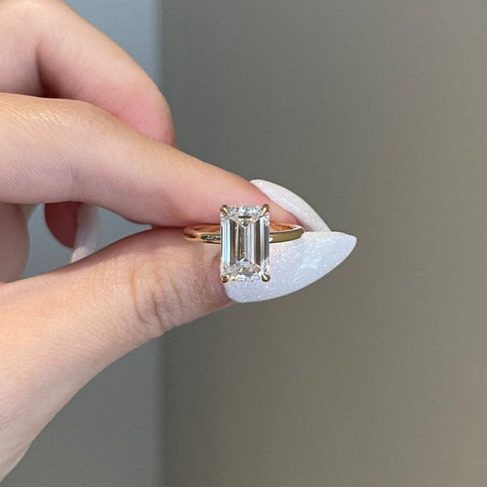4 CT Emerald Hidden Halo Moissanite Engagement Ring