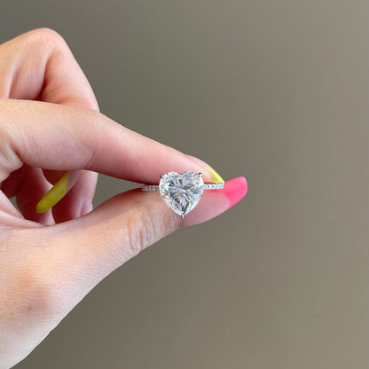 5 CT Heart Pave Moissanite Engagement Ring