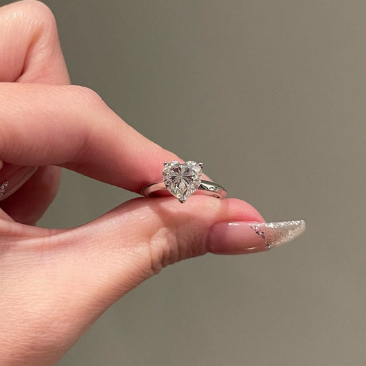 2CT Heart Solitaire Moissanite Engagement Ring