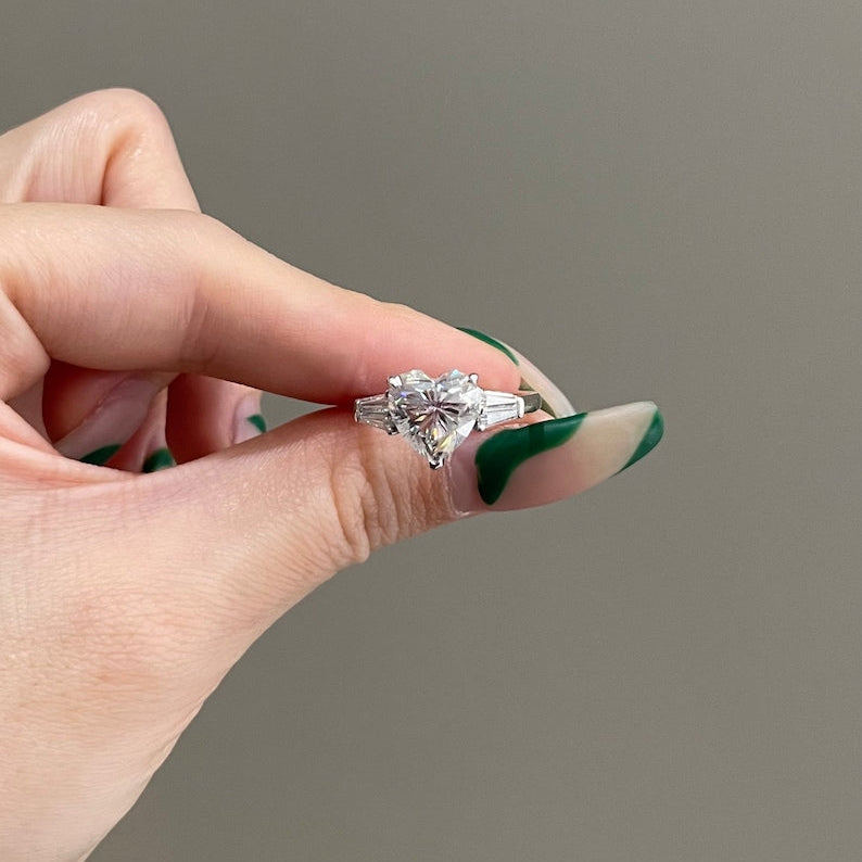 3 CT Heat Three Stone Moissanite Engagement Ring