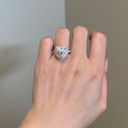 5 CT Heart Halo & Pave Moissanite Engagement Ring