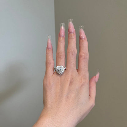 5 CT Heart Halo & Pave Moissanite Engagement Ring
