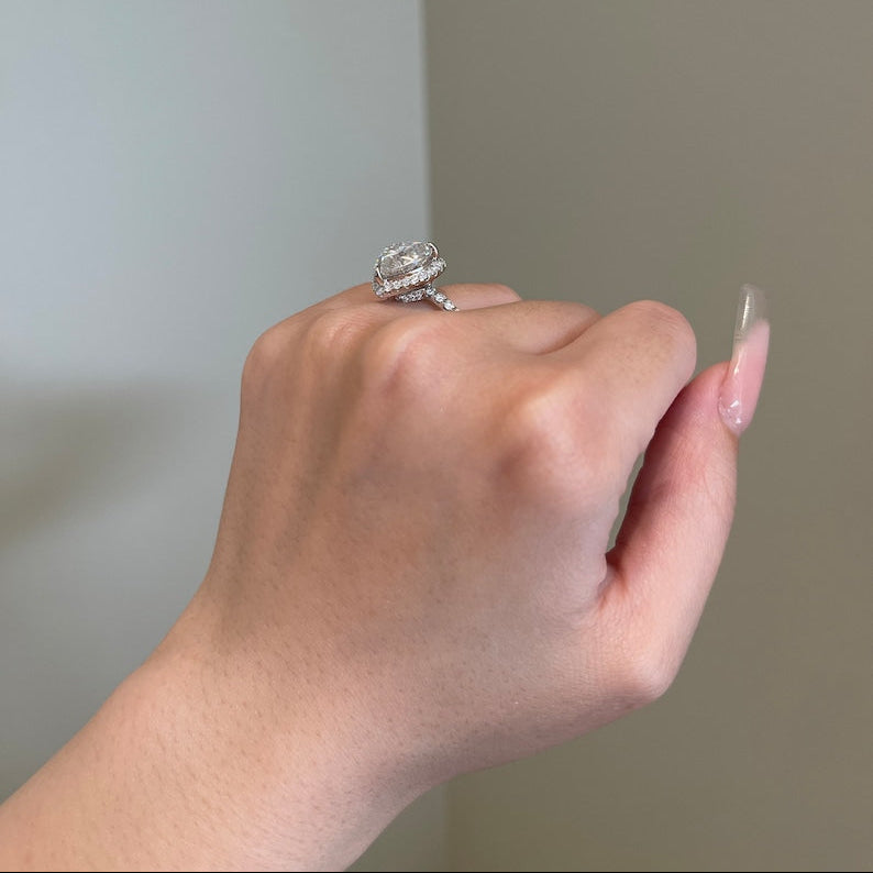 5 CT Heart Halo & Pave Moissanite Engagement Ring