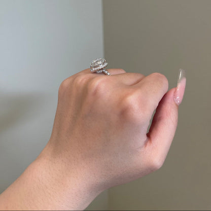 5 CT Heart Halo & Pave Moissanite Engagement Ring