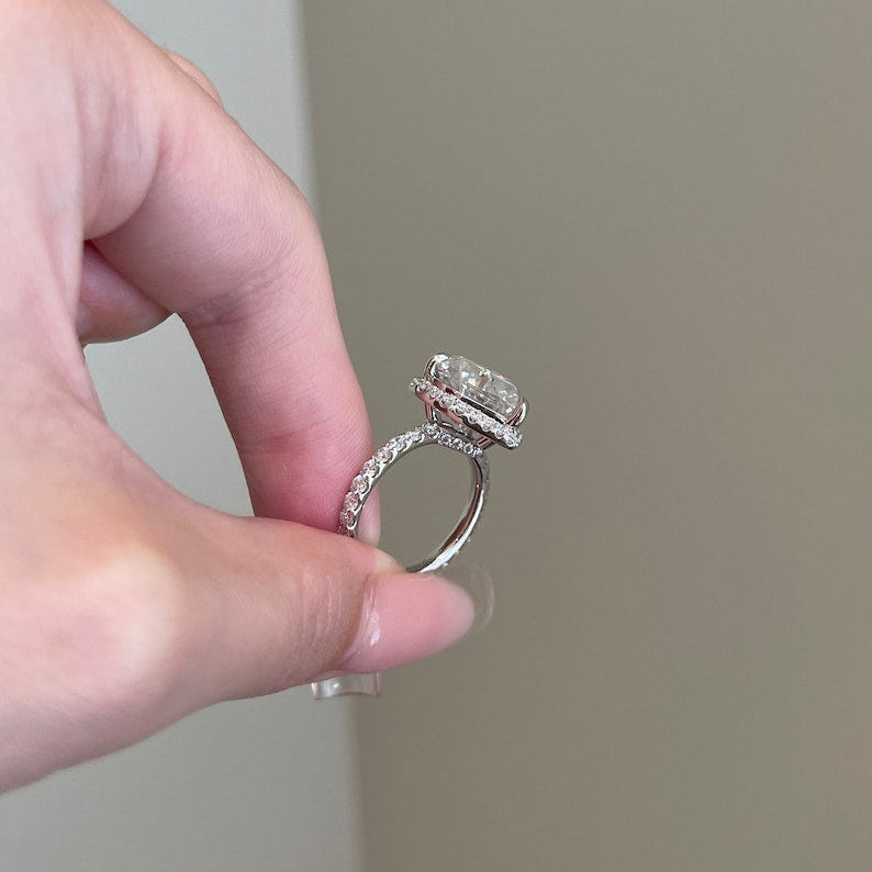 5 CT Heart Halo & Pave Moissanite Engagement Ring