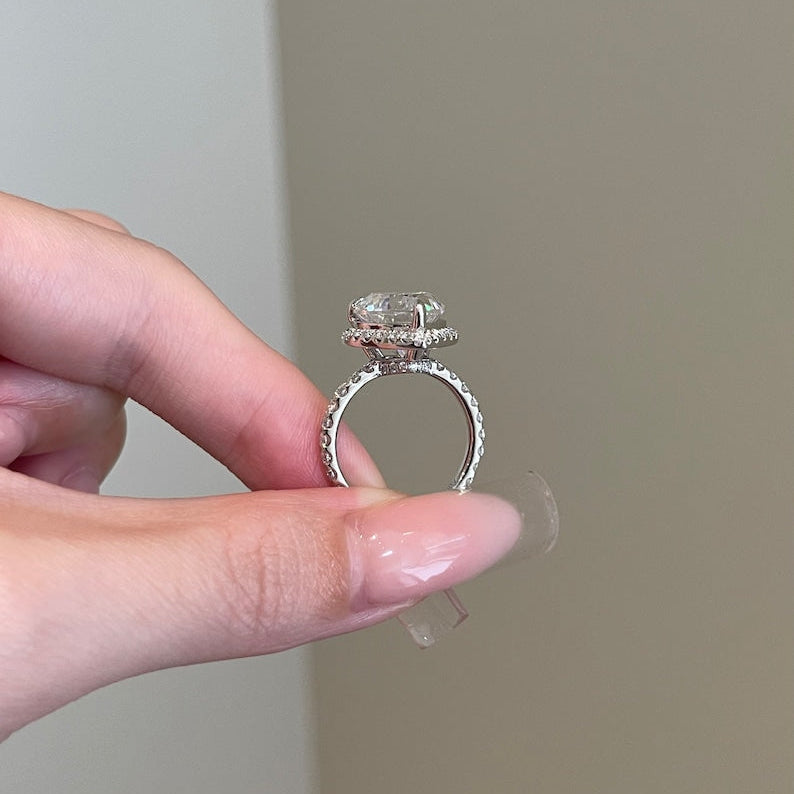 5 CT Heart Halo & Pave Moissanite Engagement Ring