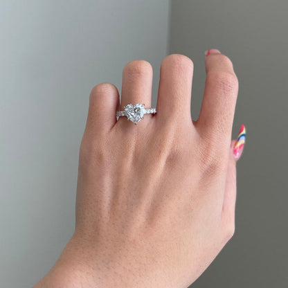 3 CT Heart Pave Moissanite Engagement Ring