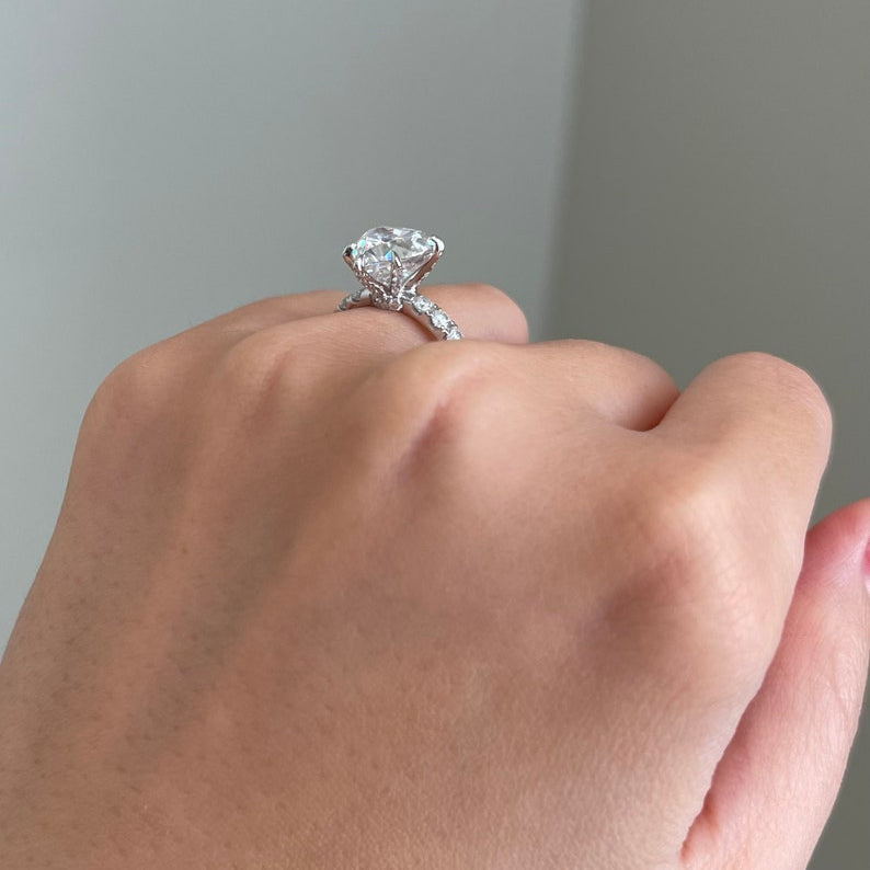 3 CT Heart Pave Moissanite Engagement Ring