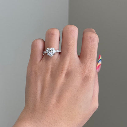 3 CT Heart Pave Moissanite Engagement Ring