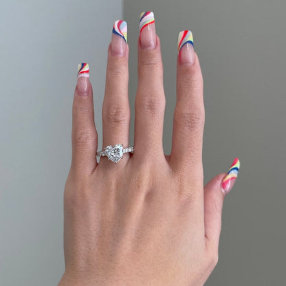 3 CT Heart Pave Moissanite Engagement Ring