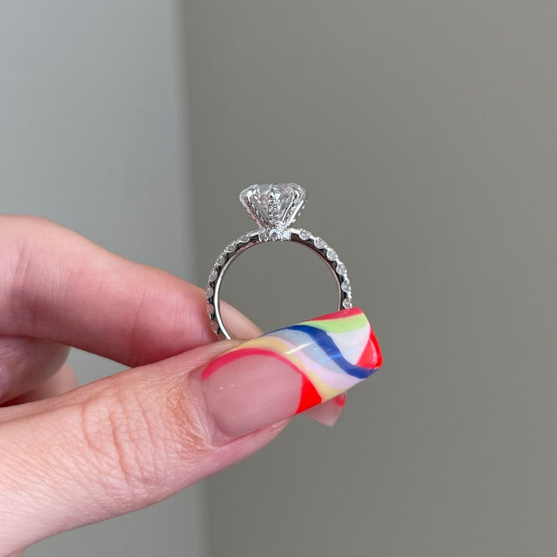 3 CT Heart Pave Moissanite Engagement Ring