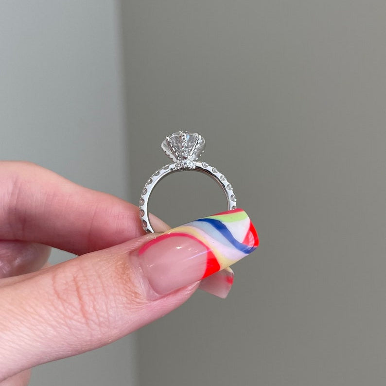 3 CT Heart Pave Moissanite Engagement Ring