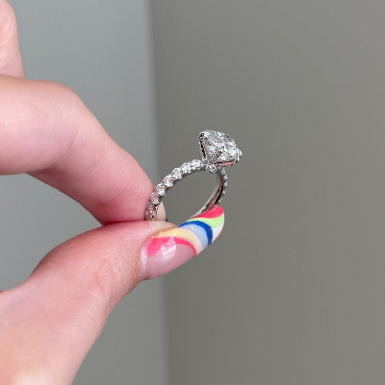 3 CT Heart Pave Moissanite Engagement Ring
