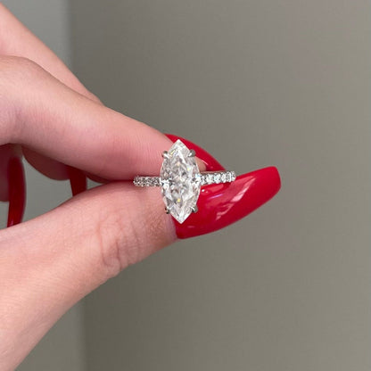 4 CT Marquise Pave Moissanite Engagement Ring