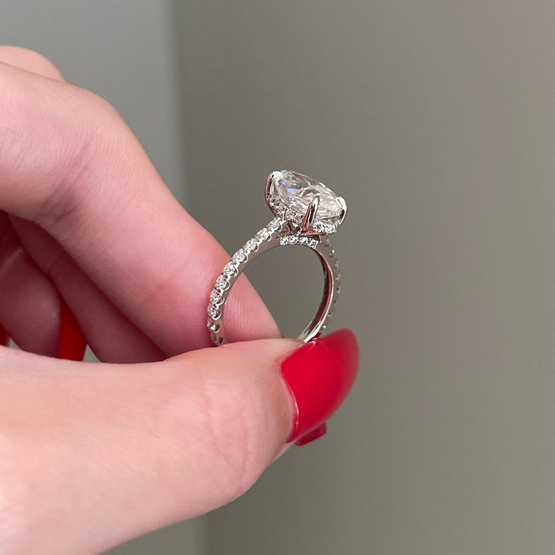 4 CT Marquise Pave Moissanite Engagement Ring