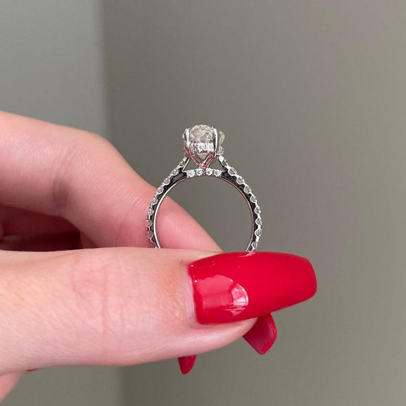 4 CT Marquise Pave Moissanite Engagement Ring