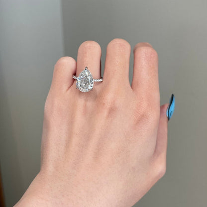 6.5 CT Pear Pave Moissanite Engagement Ring