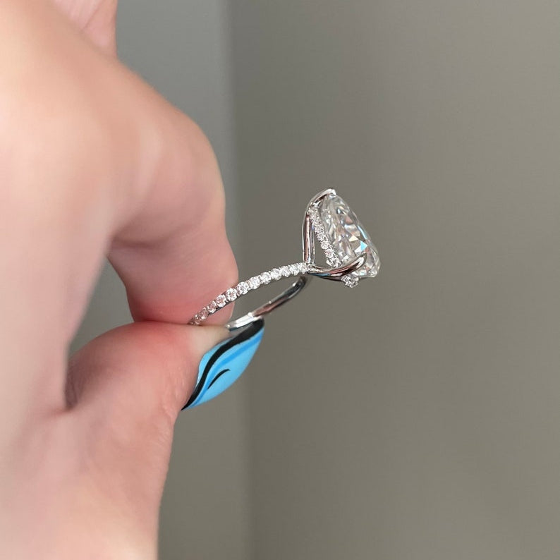 6.5 CT Pear Pave Moissanite Engagement Ring