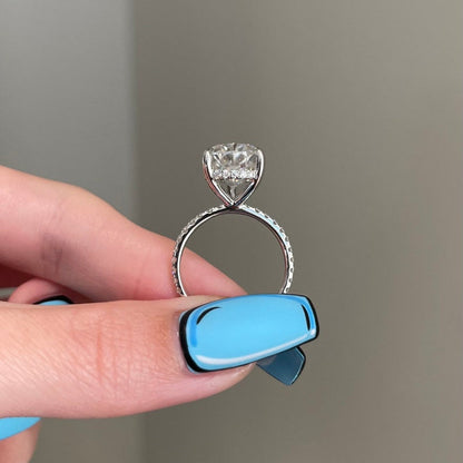 6.5 CT Pear Pave Moissanite Engagement Ring