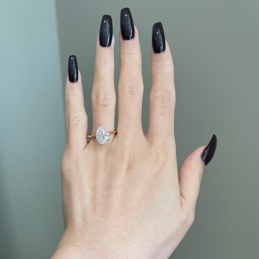 2 CT Pear Hidden Halo Moissanite Engagement Ring