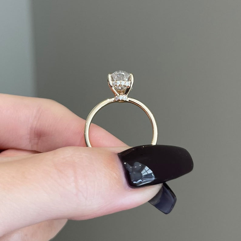 2 CT Pear Hidden Halo Moissanite Engagement Ring