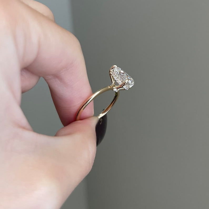 2 CT Pear Hidden Halo Moissanite Engagement Ring