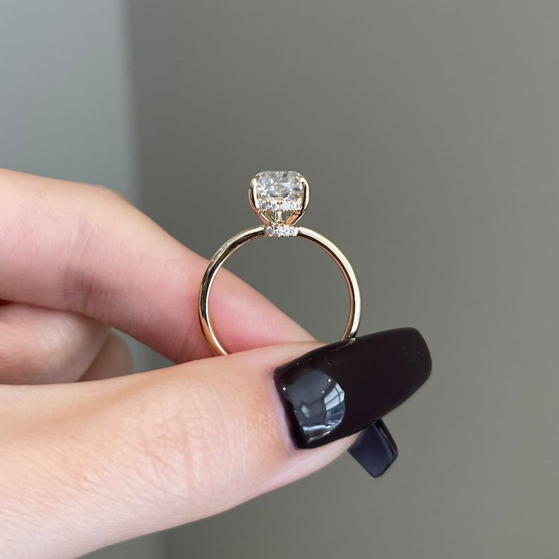 2 CT Pear Hidden Halo Moissanite Engagement Ring
