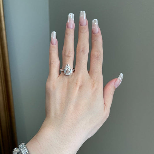 3 CT Pear Pave Moissanite Engagement Ring