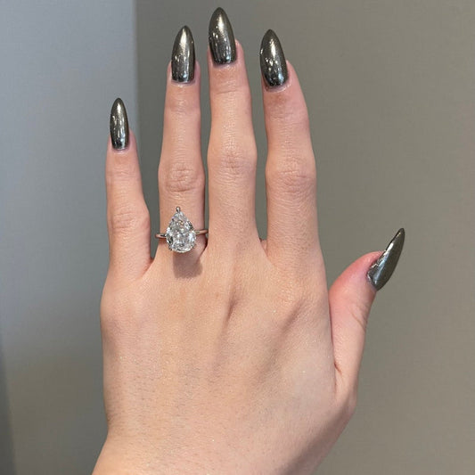 5 CT Pear Hidden Halo Moissanite Engagement Ring