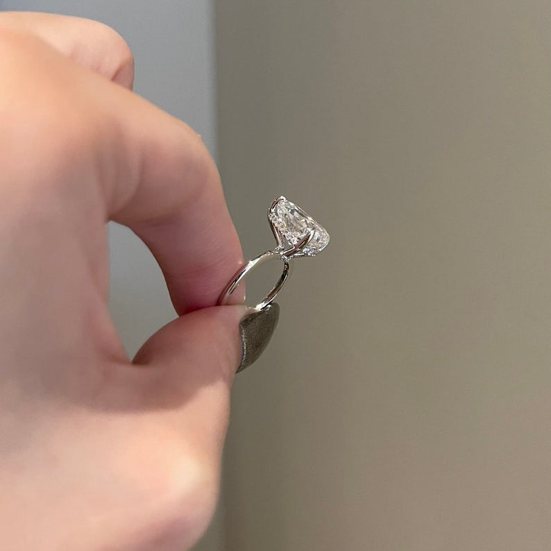 5 CT Pear Hidden Halo Moissanite Engagement Ring