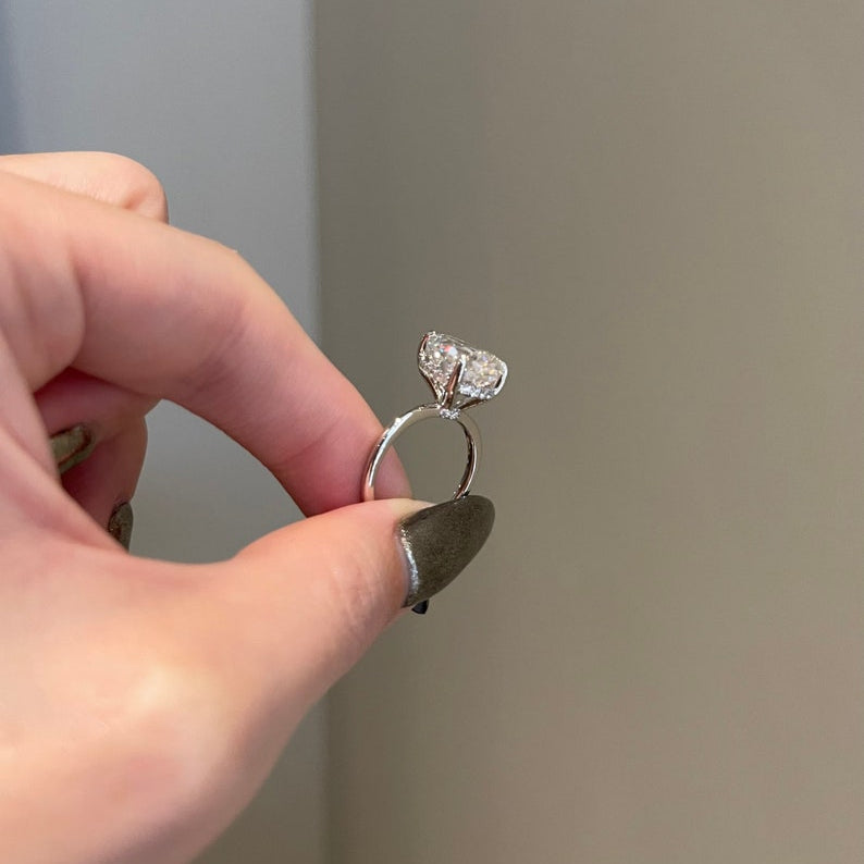 5 CT Pear Hidden Halo Moissanite Engagement Ring