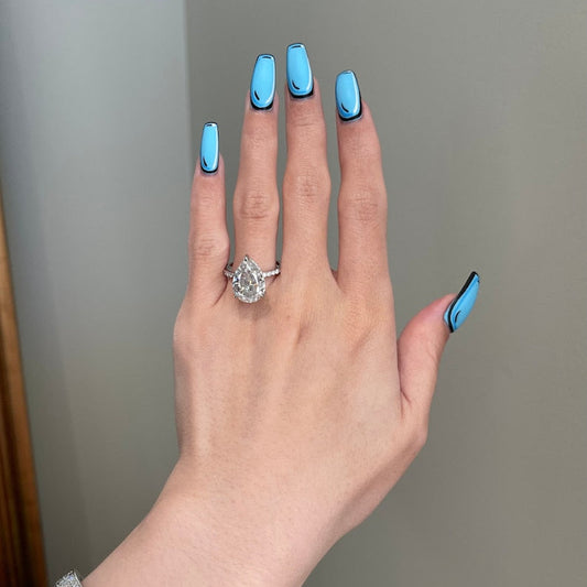 6.5 CT Pear Pave Moissanite Engagement Ring