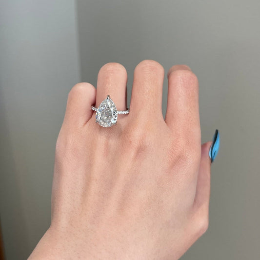 6.5 CT Pear Pave Moissanite Engagement Ring