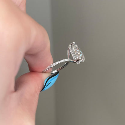 6.5 CT Pear Pave Moissanite Engagement Ring