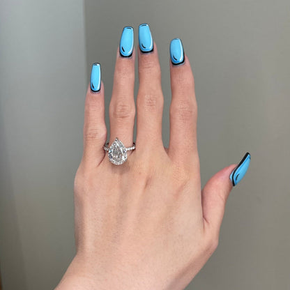 6.5 CT Pear Pave Moissanite Engagement Ring