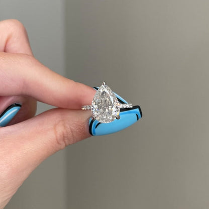 6.5 CT Pear Pave Moissanite Engagement Ring
