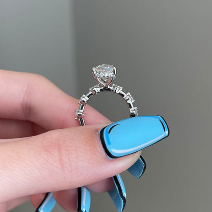 2.5 CT Pear Pave Moissanite Engagement Ring