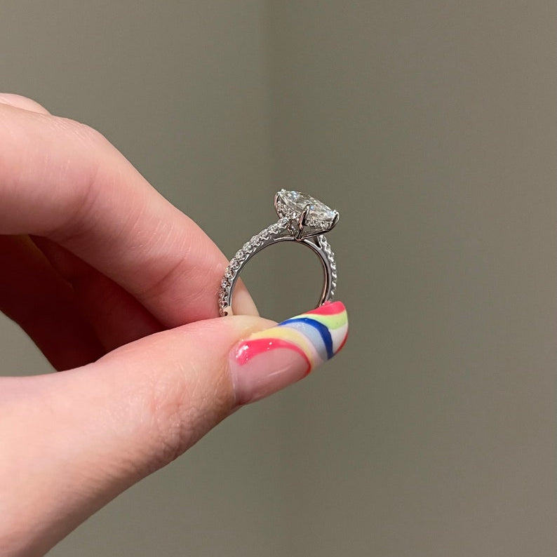 2.5 CT Radiant Pave Moissanite Engagement Ring