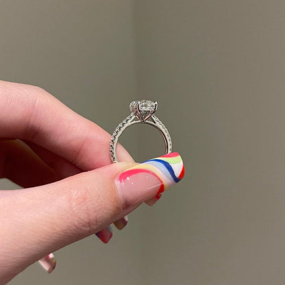 2.5 CT Radiant Pave Moissanite Engagement Ring
