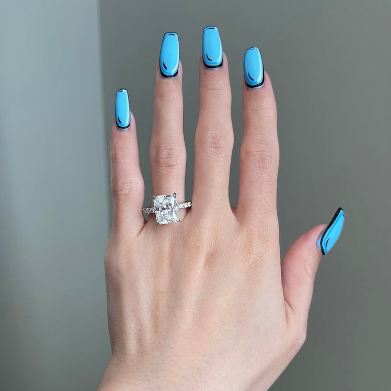 5 CT Radiant Pave Moissanite Engagement Ring