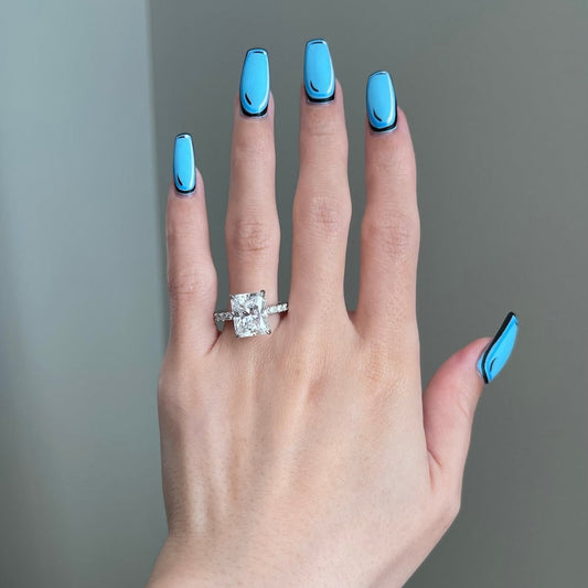 5 CT Radiant Pave Moissanite Engagement Ring