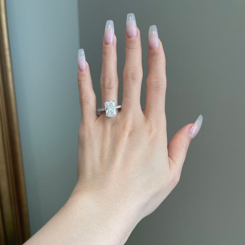 5 CT Radiant Pave Moissanite Engagement Ring